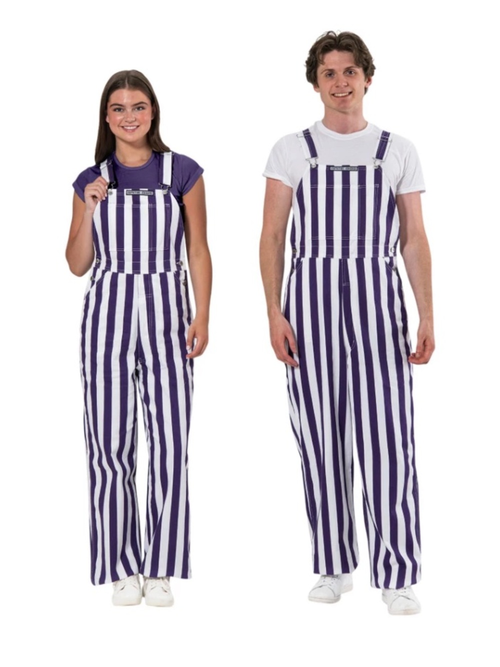 Game Bibs Purple White Striped Adult Bib Overalls Size Large NWT